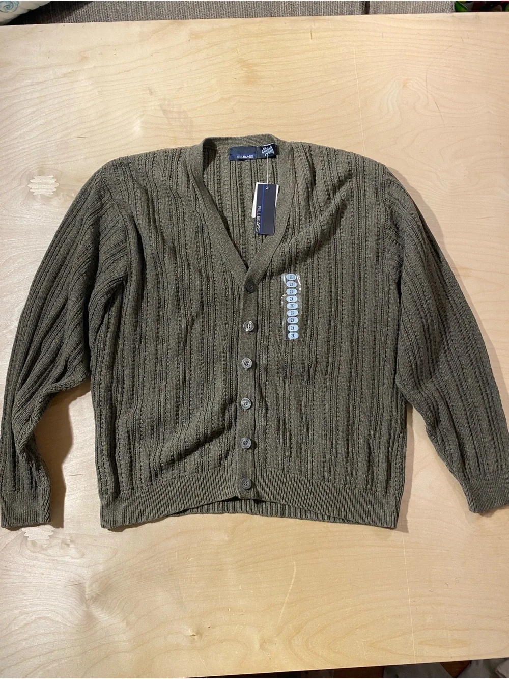 bill blass Olive Knit Button-Front Men's Cardigan 2X (SX)
